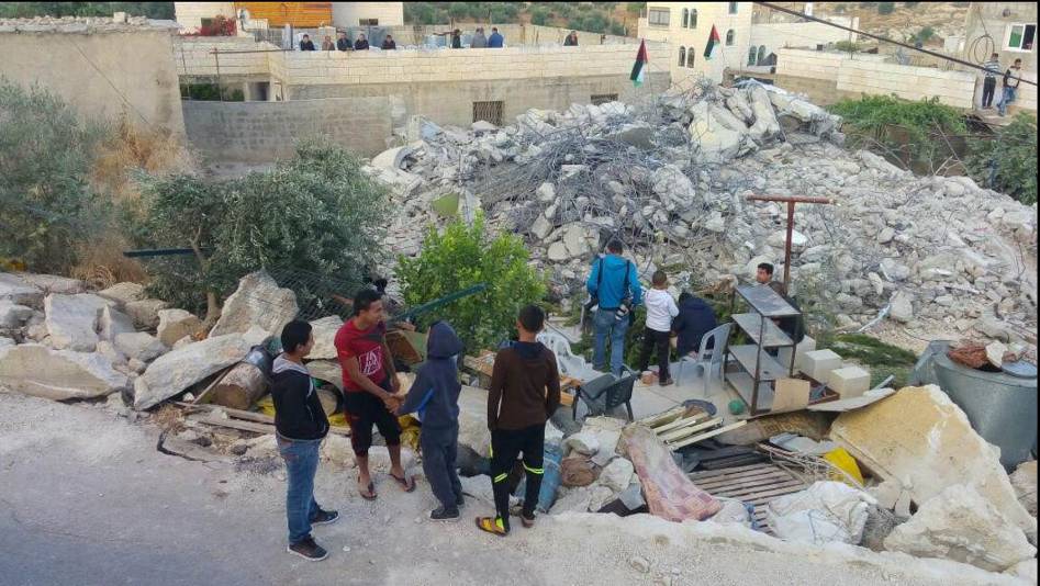 The ruins of the house of terrorist Murad Bader Idi's in the village of Yatta, destroyed by the Israeli security forces (PNN, July 11, 2016).