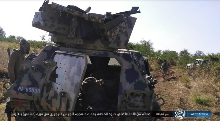 Nigerian army vehicles seized by ISIS operatives (Telegram, November 8, 2019)