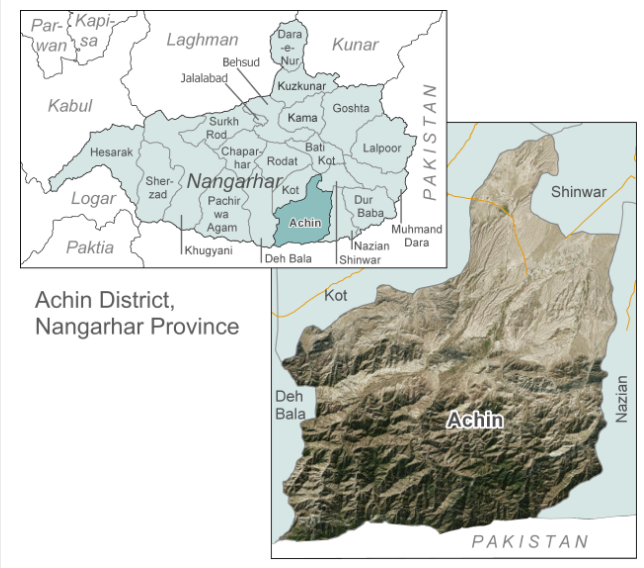 The mountainous Achin region where ISIS operatives have been repelled (Afghanistan Analysis Network, March 25, 2019) 