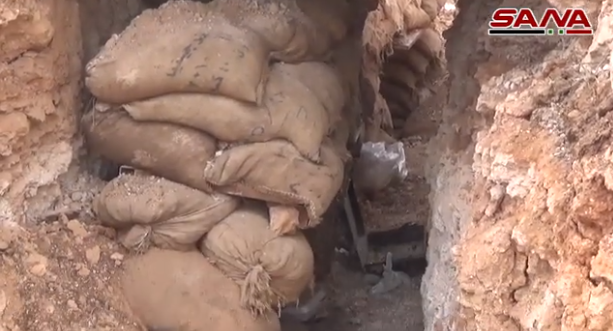 Trench of the rebel organizations in Umm Jalal, southeast of Maarat Nu'man. The Syrian army took control of the village on December 20, 2019 (SANA, December 23, 2019)