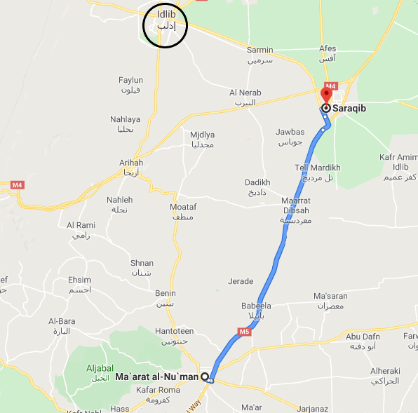 The main section of the road along which the airstrikes were carried out (Google Maps) 