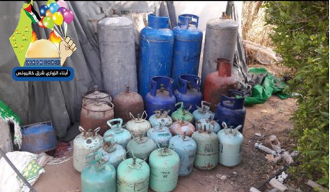 Preparing gas for inflating balloons (Facebook page of the Sons of al-Zawari unit in Khan Yunis, January 18, 2020).