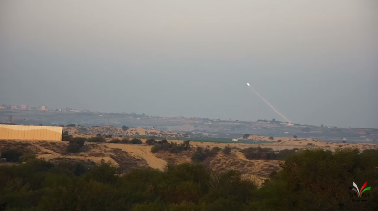 Documentation of a rocket launch targeting the Israeli communities near the Gaza Strip (GazaNow YouTube channel, January 15, 2020). 