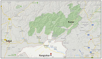 Les provinces de Kunar et Nangarhar (Google Maps)