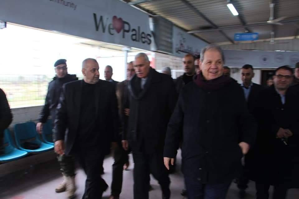 Senior Fatah figures Rawhi Fatouh and Isma'il Jabr arrive in the Gaza Strip (Sama, February 7, 2020).