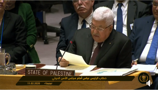 Mahmoud Abbas prononce un discours devant le Conseil de sécurité (Page Facebook de Mahmoud Abbas, 11 février 2020)