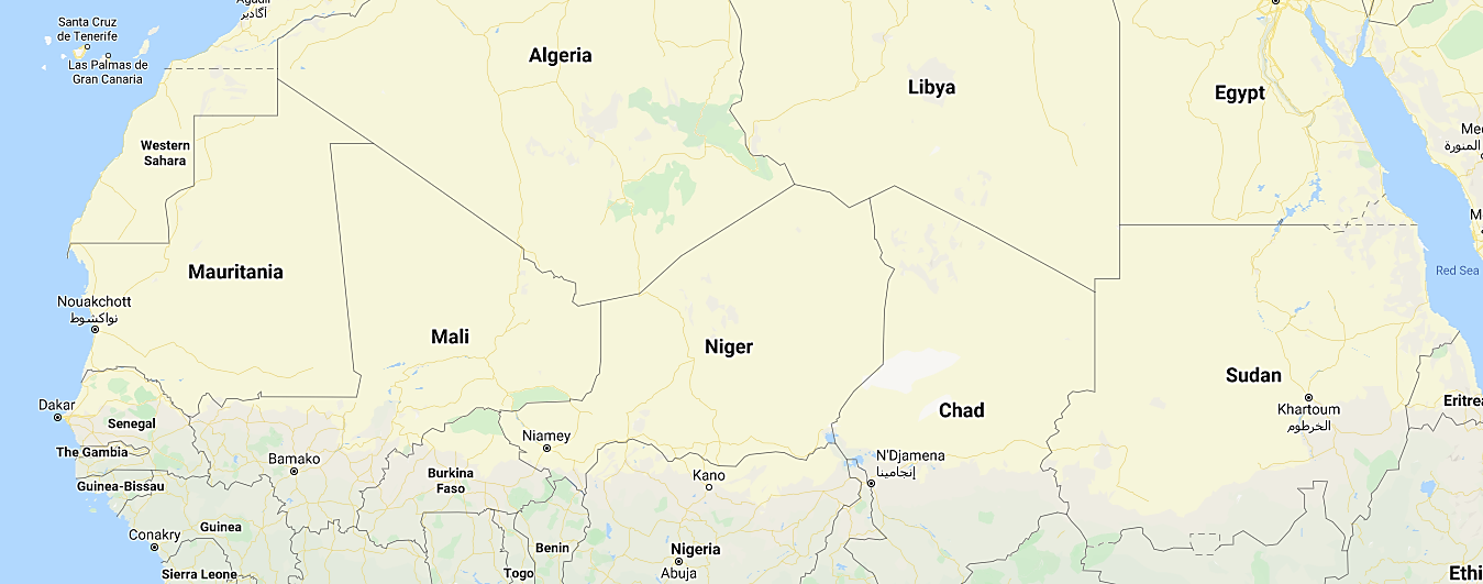 Les pays du Sahel (Google Maps)