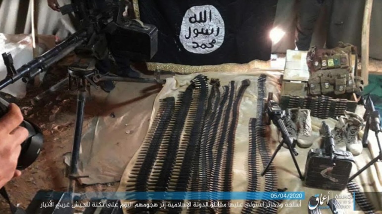 Weapons and ammunition seized by ISIS in an attack against an Iraqi army camp near Al-Rutba (Telegram, April 5, 2020)