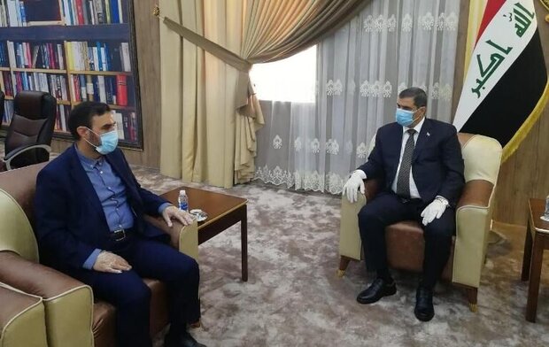 The meeting between the Iraqi minister of defense and Iranian military attaché in Baghda (Mehr, April 9, 2020)