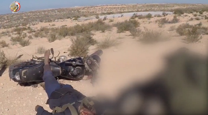 ISIS operative who was shot dead near the motorcycle that he was riding. 