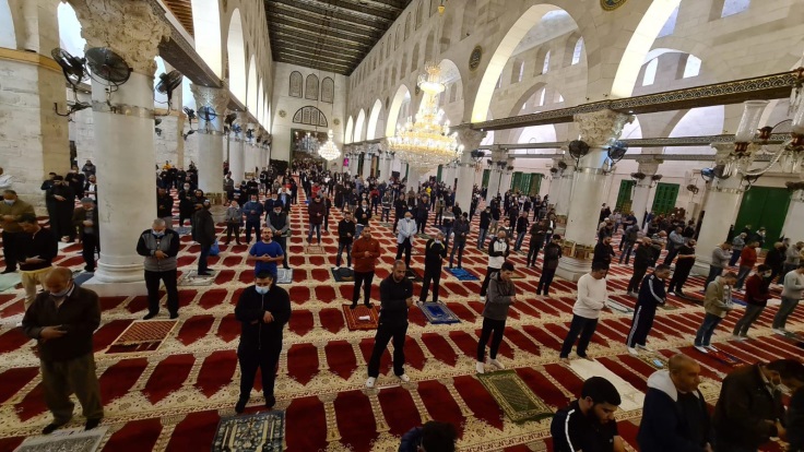 Muslim worshippers reenter the Temple Mount for the first time (Wafa, May 31, 2020).