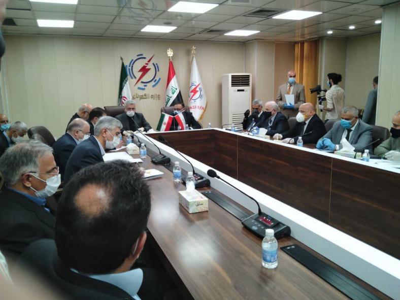 The meeting between the Iranian minister of energy with the Iraqi minister of electricity (IRNA, June 3, 2020)