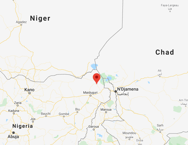 La ville de Monguno, où les forces nigérianes ont été attaquées (Google Maps) 