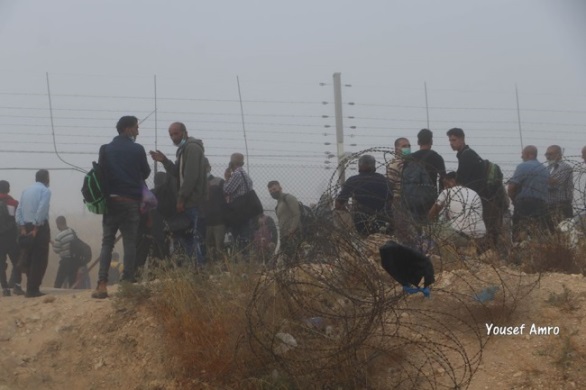 Danger mutuel d'infection : Des travailleurs palestiniens entrent en Israël par un trou dans la clôture dans le sud du Mont Hébron (Page Facebook de Yusuf Amru, 28 juin 2020)