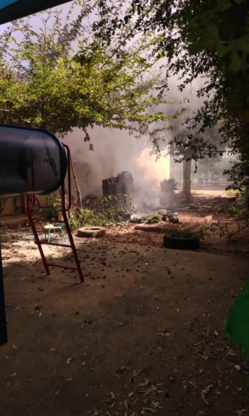 Kindergarten in Sderot where the incendiary balloon landed (Twitter account of Kan News, August 17, 2020). 