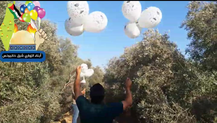 The Hamas-affiliated Sons of al-Zawari unit in eastern Khan Yunis posted a picture of launching a balloon cluster (Sons of al-Zawari unit in eastern Khan Yunis Facebook page, August 19, 2020).