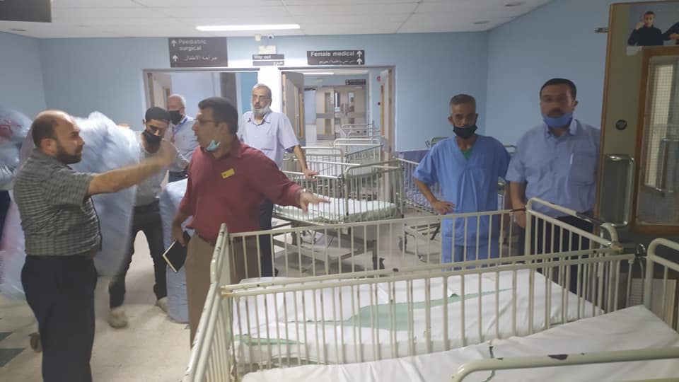 Preparing the European Gaza Hospital to receive Covid-19 cases (Facebook page of the European Gaza Hospital, August 27, 2020).