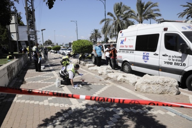 The scene of the stabbing attack at the Segula Junction in Petah Tikva (Shehab Facebook page, August 26, 2020). 