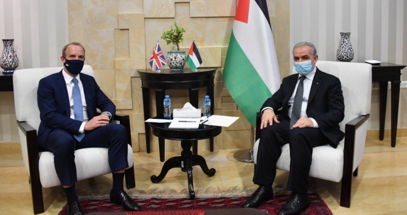 PA Prime Minister Muhammad Shtayyeh meets with Dominic Raab (Wafa, August 25, 2020).