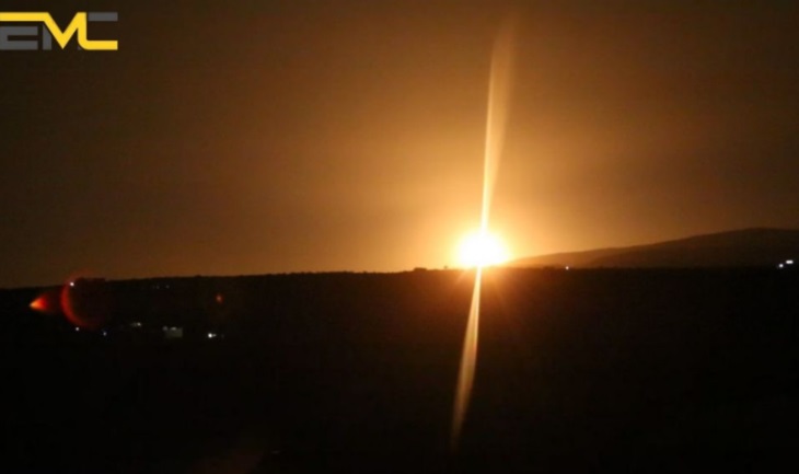 Frappe par un missile air-sol lancé depuis un avion russe lors d'une attaque contre une cible au Nord-Ouest d'Idlib (Edlib Media Center, 30 août 2020)