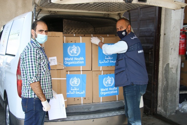 A consignment of swabs delivered to the Gaza Strip.