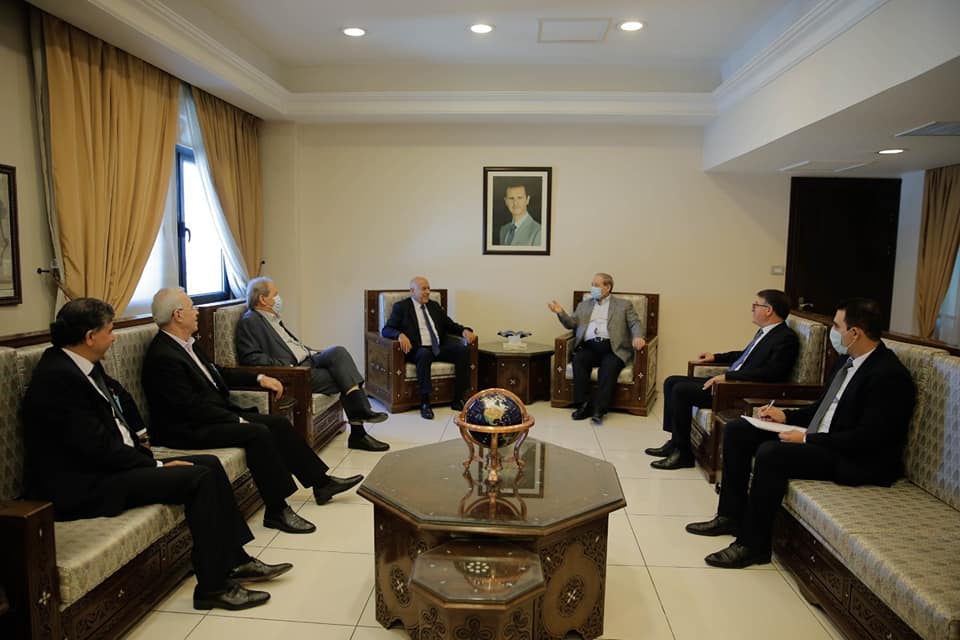 Jibril Rajoub and the Fatah delegation meet with the Syrian deputy foreign minister. 