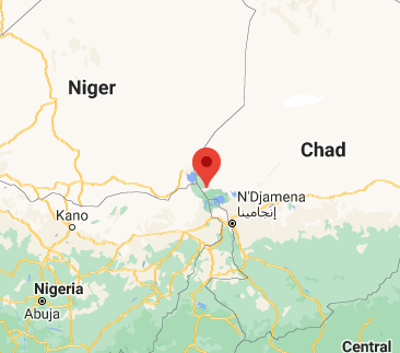 The place where the ship sank in Ngouboua, in the northern part of Lake Chad (Google Maps). 