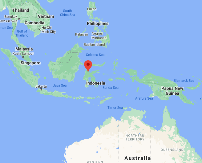 Location of the attack by ISIS operatives in Indonesia (Google Maps) 