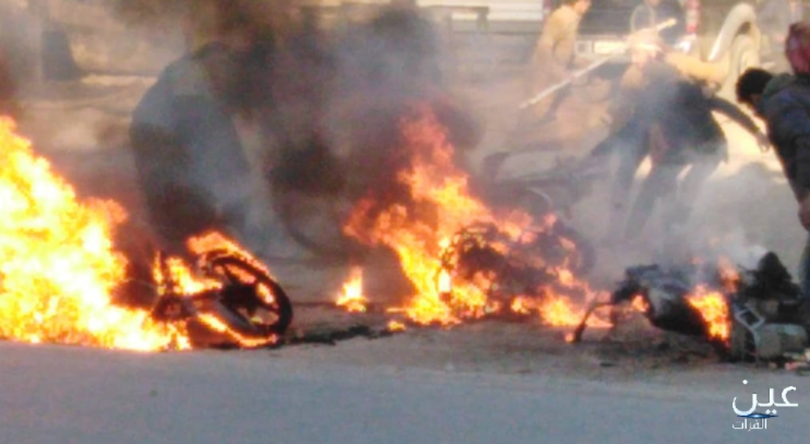 Several motorcycles burning after being set on fire by the SDF in the village of Shahil, north of Al-Mayadeen, due to the violation of the ban on the use of motorcycles (Ayn al-Furat, eyeofeuphrates.com, December 27, 2020)