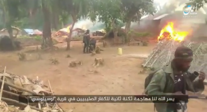 Congolese army tents going up in flames (Amaq, December 28, 2020)