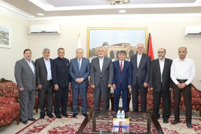 The meeting between the ambassadors of Iran, Qatar, Turkey and South Africa with members of Hamas Politburo (Fars, February 28, 2021)