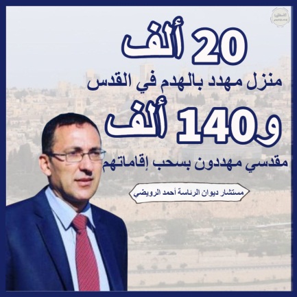 Palestinian TV posted data reported by Ahmed al-Ruweidi in a Wafa interview (Palestinian TV Facebook page, March 15, 2021). 