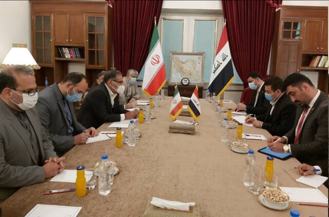 The meeting between the Iraqi national security adviser and the secretary of the Iranian Supreme National Security Council( ISNA, April 12 2021)