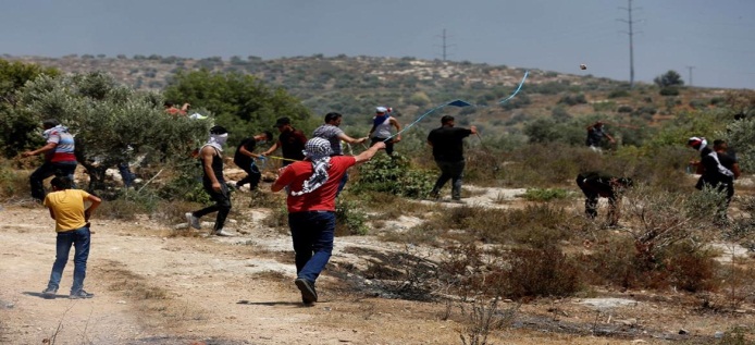 עימותים אלימים בין פלסטינים לבין כוחות ביטחון ישראליים בג'בל צביח, הסמוך לכפר ביתא, דרומית לשכם (ופא, 4 ביוני 2021)