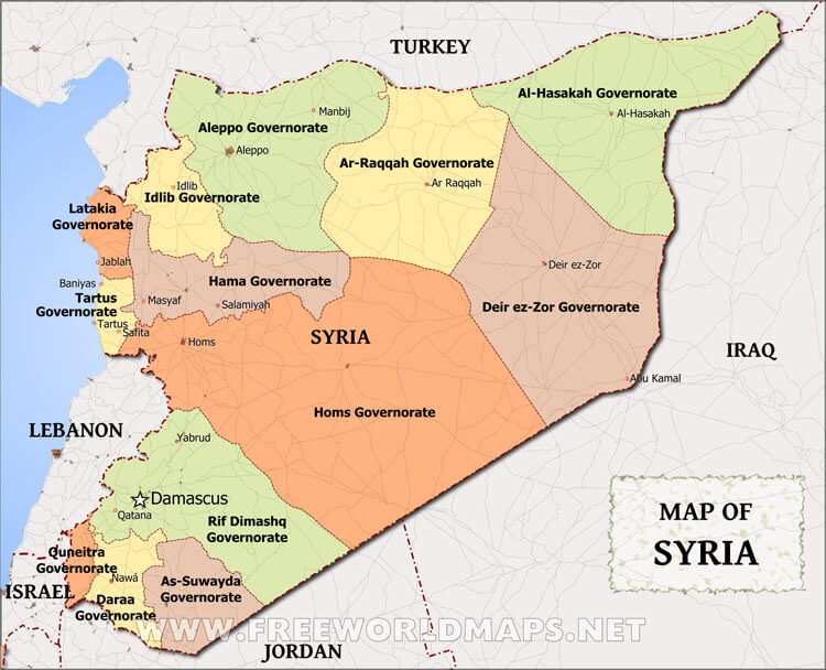 Syrian governorates (freeworldmaps.net)