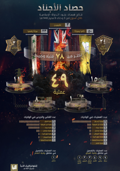 The infographic detailing ISIS’s activity (Al-Naba' weekly, Telegram, August 19, 2021) 