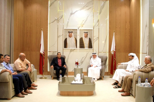 Mohammed al-Emadi meets with the chairman of the contractors' association in Gaza City (website of Qatar's National Committee for the Reconstruction of Gaza, September 7, 2021). 