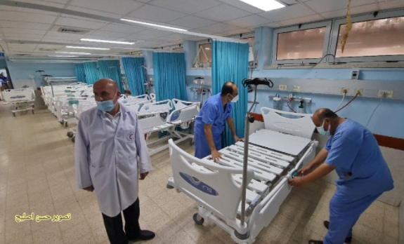 A new coronavirus ward opened in the European Hospital in eastern Khan Yunis 