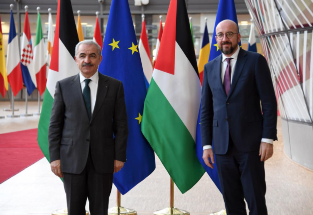 Muhammad Shtayyeh and the EU president.