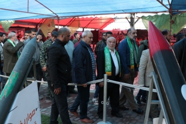 Military exhibition opened by Hamas in Gaza City to mark the 9th anniversary of Operation Pillar of Defense and the death of Ahmed al-Jaabari (alresala.net, November 15, 2021).