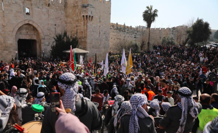 ההתקהלות סמוך לשער שכם (חשבון הטוויטר של שהאב, 28 בפברואר 2022)