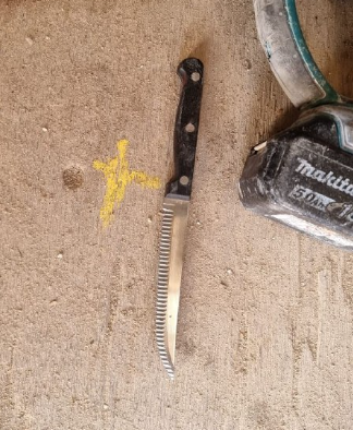 The knife used in the attack (Israel Police Force spokesman's unit, April 12, 2022). 