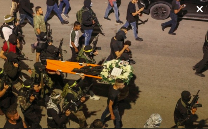 The simulated funeral held for Daoud Zubeidi (Arabsof48, May 15, 2022).