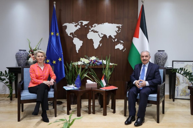 Muhammad Shtayyeh meets with Ursula von der Leyen (Wafa, June 14, 2022).