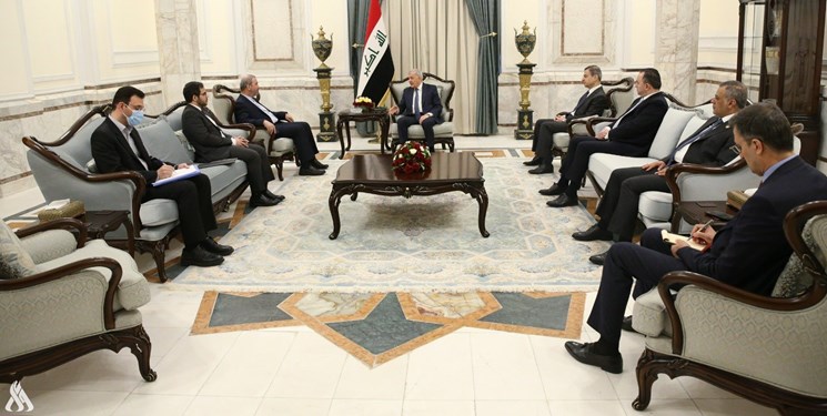 The president of Iraq meets with a delegation headed by the Iranian ambassador to Baghdad (Fars, March 12, 2023).