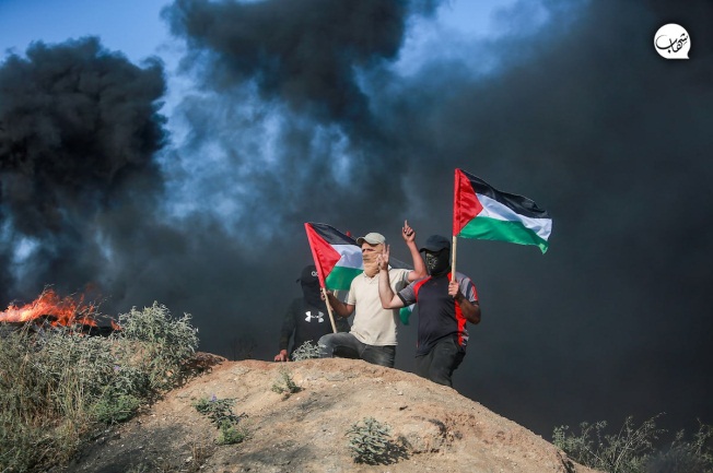 הצתת הצמיגים בגבול עזה (חשבון הטוויטר של שהאב, 19 ביוני 2023)