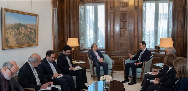 President Assad meets with the Iranian foreign minister's senior advisor (ISNA, June 12, 2023).