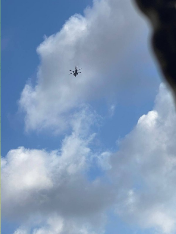 Reports of attack helicopters in the skies over Jenin (Right: @jenencamb Telegram channel; Left: Jenin al-Qassam Telegram channel, June 19, 2023).