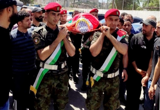 The military funeral held for Tareq Idris (Palestinian preventive security apparatus Telegram channel, June 24, 2023).