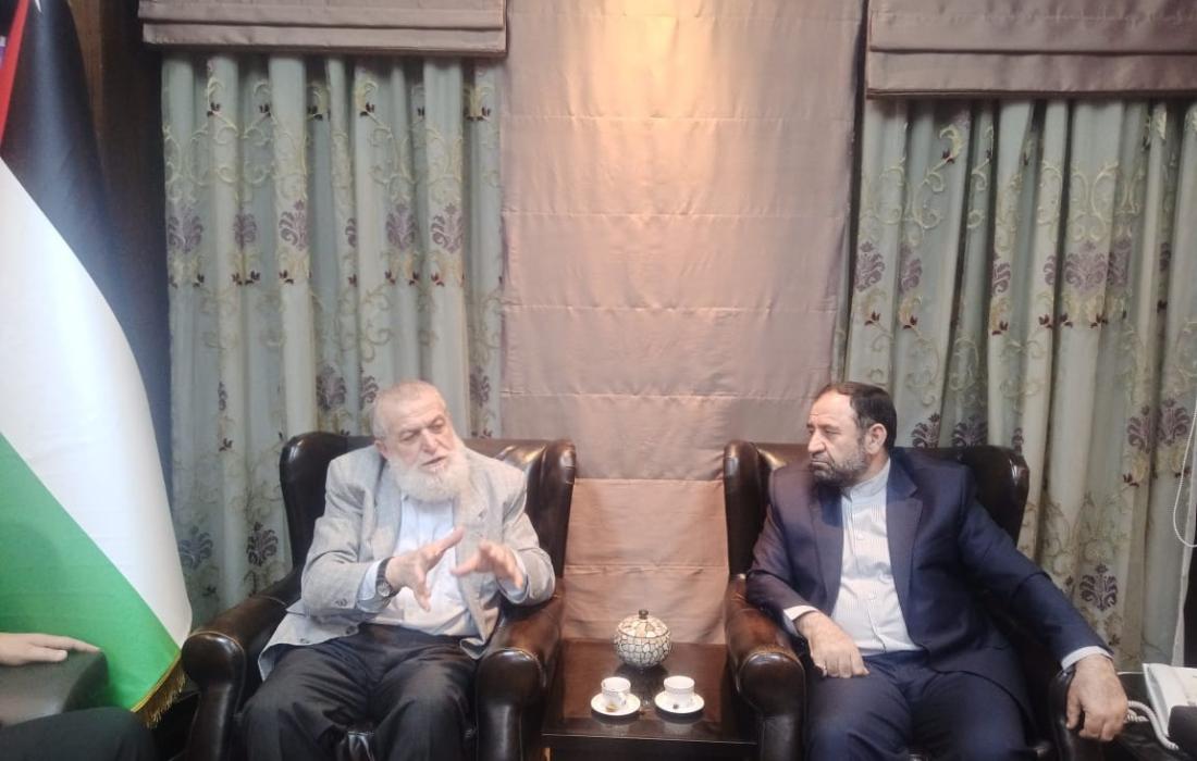 Nafez Azzam meets with the Iran ambassador in Damascus (Paltoday, July 2, 2023).